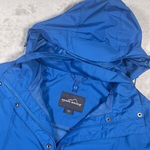 Eddie Bauer WeatherEdge Hooded Waterproof Rain Coat‎ Jacket Mens Medium Blue